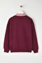 Bordo Dokuma Garni Detaylı Oversize Kalıp Polo Yaka Kalın içi Polarlı Örme Sweatshirt TWOAW26SW00116 - 6