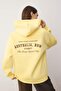 Açık Sarı Kalın İçi Polarlı Kapüşonlu Ön ve Sırt Baskılı Oversize Örme Sweatshirt TWOAW26SW00184