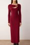 Burgundy Cut Out and Accessory Detail Bodycon Stretchy Maxi Knitted Dress Twoaw26El00246 - 5