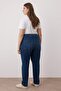 Mavi Yüksel Bel Beli Lastikli Büyük Beden Mom Fit Jeans TBBAW26CJ00020 - 4