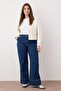 Mavi Yüksek Bel Dikiş Detaylı Geniş Paça Büyük Beden Wide Leg Jeans TBBAW26CJ00017