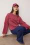 Gül Kurusu Kalın Şardonsuz İspanyol Kol Dikiş Detaylı Relaxed Örme Sweatshirt TWOAW26SW00110 - 2