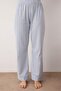 Mavi %100 Pamuklu Çizgili Gömlek-Pantolon Örme Pijama Takımı THMAW24PT00144 - 3