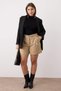 Beige High Waist Wide Leg Short Belt Detail Plus Size Shorts & Bermuda Tbbaw26Ap00005