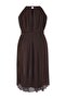 Kahverengi Bodycon Maxi Boy Şifon Dokuma Büyük Beden Elbise TBBSS25AH00252 - 7