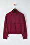 Burgundy Brushed Soft Fabric Sports Knitted Sweatshirt Thmaw26Sw00001 - 6