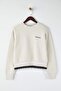 Teen Taş Regular Dantel Detaylı Slogan Nakışlı Kalın İçi Polarlı Örme Sweatshirt TWOAW26SW00153 - 5
