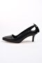 Drop Black Color Women's Short Heeled Shoes - 7