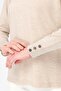 Women's V-Neck Sleeves Buttoned Glitter Blouse Beige - 6