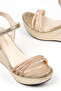Gold Stone Wedge Sole Women's Heeled Shoes - 540 - 5