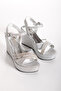 Silver Stone Wedge Sole Women's Heeled Shoes - 670 - 3