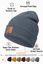 Men's Winter Leather Label Detailed Indigo Wool Beret
