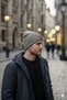 Men's Winter Leather Label Detailed Anthracite Wool Beret - 4