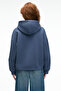 Evantia Women's Printed Oversized Hooded Embroidery Detailed Kangaroo Pocket Navy Blue Sweatshirt - 6