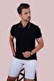 Black Gray Collar Striped Men's Polo Neck T-Shirt - 2