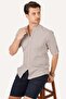 Beige Judge Collar Slimfit Linen Men's Shirt with Gift Box - 3