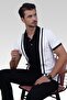 White Black Double Color Men's Polo Neck T-Shirt - 4