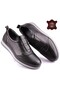 Men's Genuine Leather Black Casual Slip-On Shoes, Comfortable Sole, Modern Design - 4