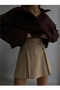 Women's Brown Collar Snap Closure Detailed Oversize Crop Sweatshirt 1272 - 8
