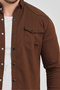 Men's Shirt Slim Fit Men's Brown Denim Shirt - 3