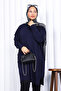 Navy Blue Crew Neck Mercerized Loose Knitwear Tunic