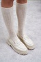 Queena Beige Genuine Leather Thick Sole Detail Women's Shoes - 3