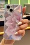 Iphone 13/14/15 case holographic purple peony flower pattern shock absorbing camera protected silicone - 4