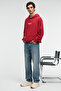 Clay Men's 100% Cotton Hooded Snap Fastener Printed Pocket Ornamental Label Red Sweatshirt - 3