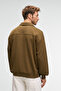 August Men's 100% Cotton Half Zip Collar Pocket Ornamental Label Khaki Sweatshirt - 6