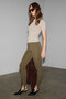 Rysanne Women's Stretchy Fabric Slim Fit Khaki Trousers with Elastic Detail on the Legs - 5