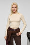 Grigros Women's Stretchy Fabric Slim Fit Long Sleeve Beige T-Shirt - 2