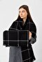 Women's Black Square Patterned Scarf - Shawl 70X180 cm Sal1210 - 6