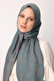 Selis Pattern Double-Sided Shawl Dark Grey-Emerald - 5