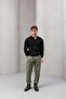 Wes Thessaloniki Knitted 3 Button Half Placket Comfortable Fit Men's Knitwear Sweater - Black - 5
