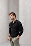 Wes Thessaloniki Knitted 3 Button Half Placket Comfortable Fit Men's Knitwear Sweater - Black - 6