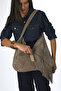 Women's Genuine Suede Leather Handbag with Puppy Motif and Side Fringe - 5