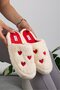 Women's fluffy red heart embroidered house slippers, dowry bundle slippers, valentine's day - 4