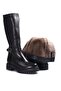 Genuine Leather Black Fur Zippered Thick Sole Classic Women's Boots Tg097571126122805 - 4