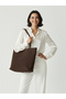 Lune Women's Nubuck Waterproof Large Size Large Volume Hand and Shoulder Bag Brown - 7