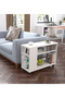 Modern Wooden Side Table with Shelves & Casters, Multifunctional End Table for Small Space, White - 3