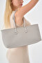 Women's Long Tote Bag Gray Braided - 7