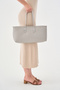 Women's Long Tote Bag Gray Braided - 6