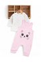 Baby Girl Ribbed Cat Printed Gardener Salopet Jumpsuit Newborn - 3