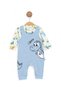 Baby Boy Dinosaur Printed Twill Cute Gardener Salopet Jumpsuit and Inner Underwear Set - 2