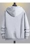 Men's Gray Navy Blue Winter Hooded Zippered Sweatshirt with Fleece Inside Jacket Set of 2 - 2