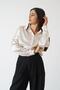 Tesra High Quality Women's Satin Shirt Beige - 4