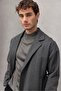 Carlo Oversize Cashmere Fabric Winter Men's Coat with Fileto Pockets - Smoked - 4