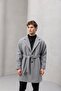 Carlo Oversize Cashmere Fabric Winter Men's Coat with Fileto Pockets - Gray - 4