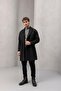 Carlo Oversize Cashmere Fabric Winter Men's Coat with Side Pockets - Black - 7