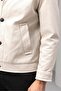 Denzel Buttoned Side Pocket Leather Look Men's Jacket - Beige - 4